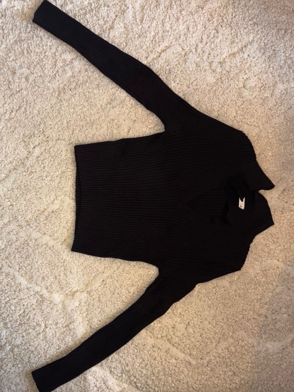 Cropped Black Sweater Top, Active USA